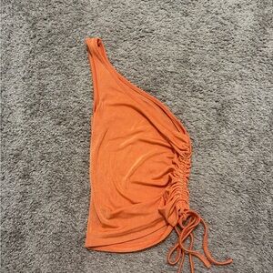 Cider Vibrant Orange Ruched Top